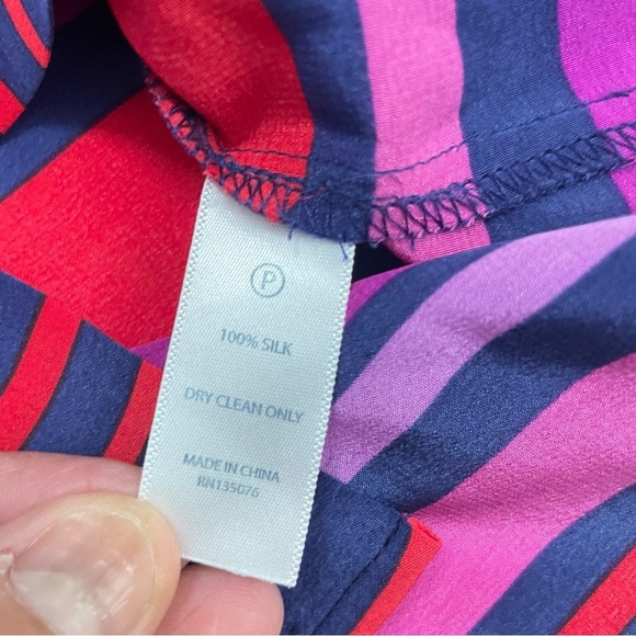 C Wonder stripped silk button down dress top size M, Red, Purple, Blue, Pink. - Picture 11 of 16